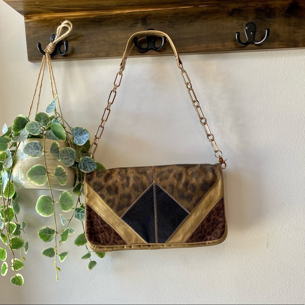 Leopard & gold purse